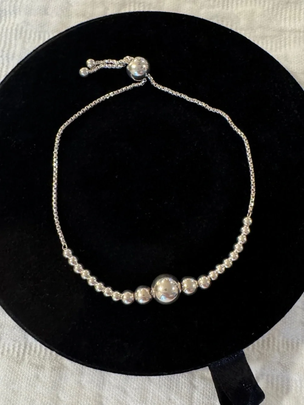 PANDORA Silver String of Beads Sliding Bracelet Preowned Excellent Condition